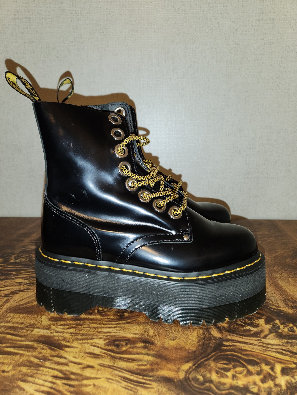 Dr. Martens Jadon Max Black & Yellow Platform Boots